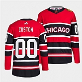 Men's Chicago Blackhawks Custom Red Black 2022 Reverse Retro Stitched Jersey,baseball caps,new era cap wholesale,wholesale hats